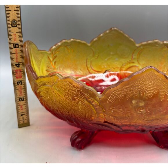 Vtg Amberina Bowl Footed Oval Saw Tooth Serving 10"x6"x5” - Picture 12 of 12